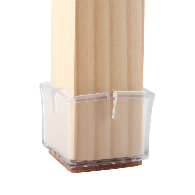 WarmHut 16 Pcs Chair Leg Floor Protectors Caps, Transparent Clear Furniture Foot Covers Silicone Chair Leg Caps with Felt Pads to Prevent Scratches & Reduce Noise, Square - Image 4